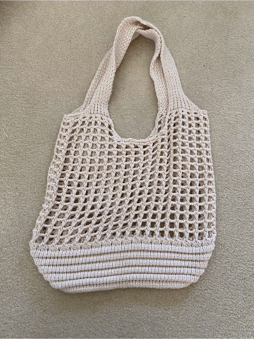 Handmade Cream Crochet Market Tote Bag